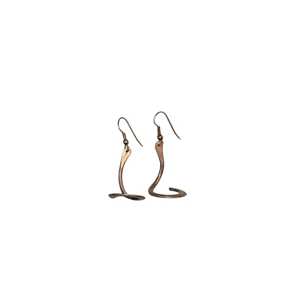 Sterling Silver Earrings 2" Abstract Design - Picture 1 of 3